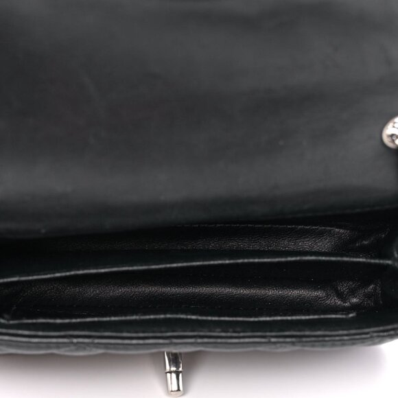 Lambskin Quilted Extra Mini Rectangular Flap Black - Picture 8 of 10